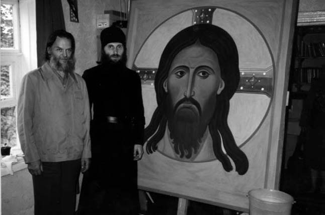 Отец Павел с иконописцем о. Зиноном, 1998 год.